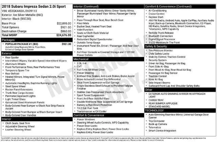 $17428 : Subaru Impreza 2018 AWD 2.0i image 2