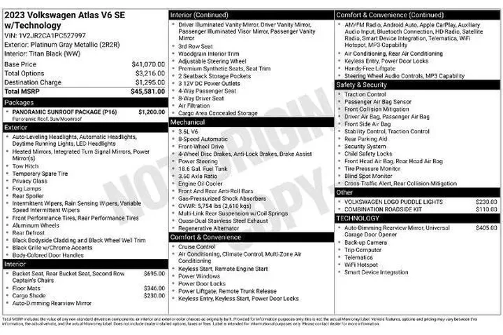 $26900 : Volkswagen Atlas 2023 V6 SE image 7