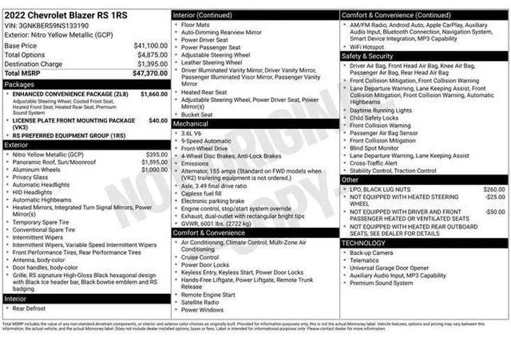 $30998 : Chevrolet Blazer 2022 RS 4dr image 2