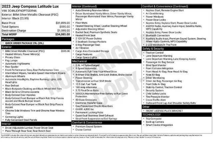 $22413 : Jeep Compass 2023 4x4 Latitu image 3