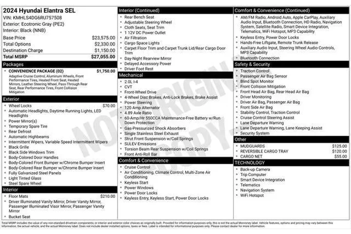 $20528 : Hyundai ELANTRA 2024 SEL 4dr image 5