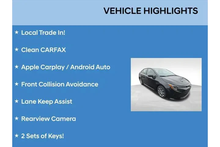 $20746 : Toyota Corolla 2023 LE 4dr S image 1