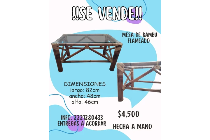 $4500 : Mesa de bambú flameado image 1
