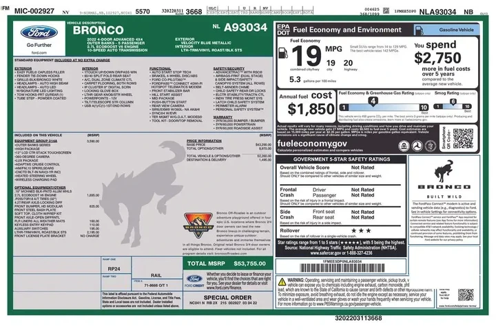 $35991 : Ford Bronco 2022 4x4 Base Ad image 2