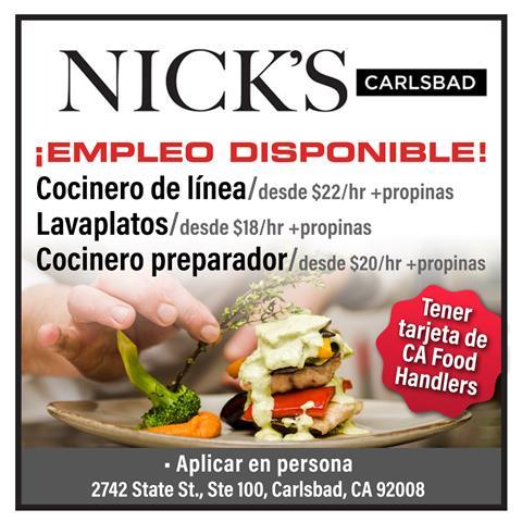 NICK'S RESTAURANTE SOLICITA image 1