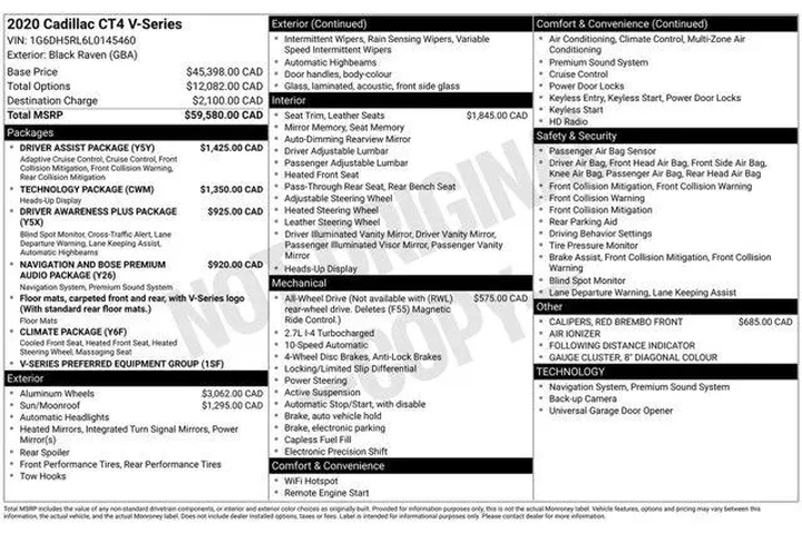 $29797 : Cadillac CT4-V 2020 AWD 4dr image 2