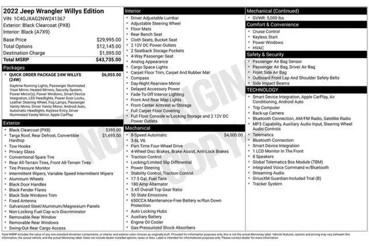 $31310 : Jeep Wrangler 2022 4x4 Sport image 2