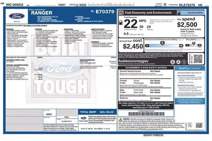 $33421 : Ford Ranger 2024 4x4 XL 4dr image 2