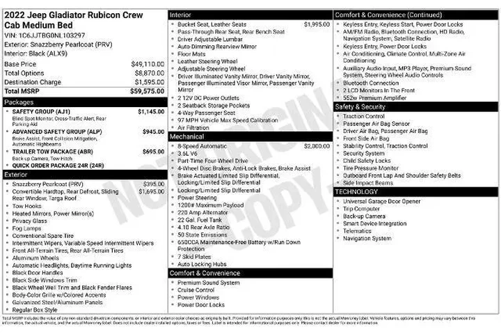 $34954 : Jeep Gladiator 2022 4x4 Rubi image 6