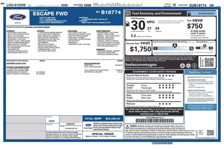 $27671 : Ford Escape 2025 ST-Line 4dr image 3