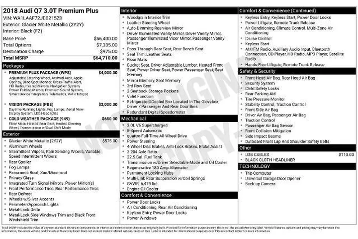 $15781 : Audi Q7 2018 AWD 3.0T quattr image 6