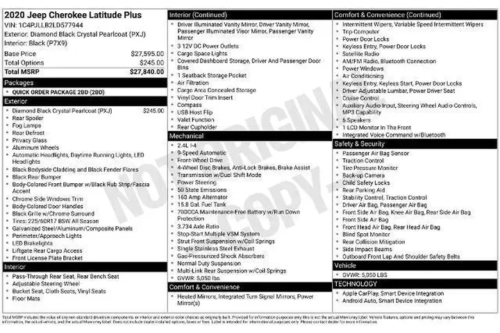 $13500 : Jeep Cherokee 2020 Latitude image 3