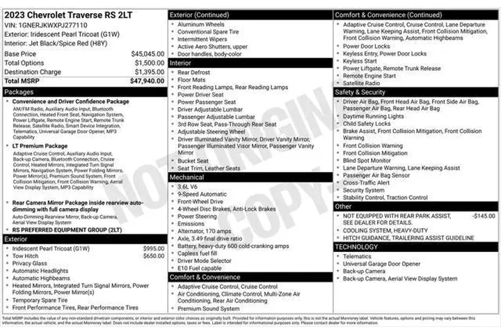 $31987 : Chevrolet Traverse 2023 RS 4 image 3