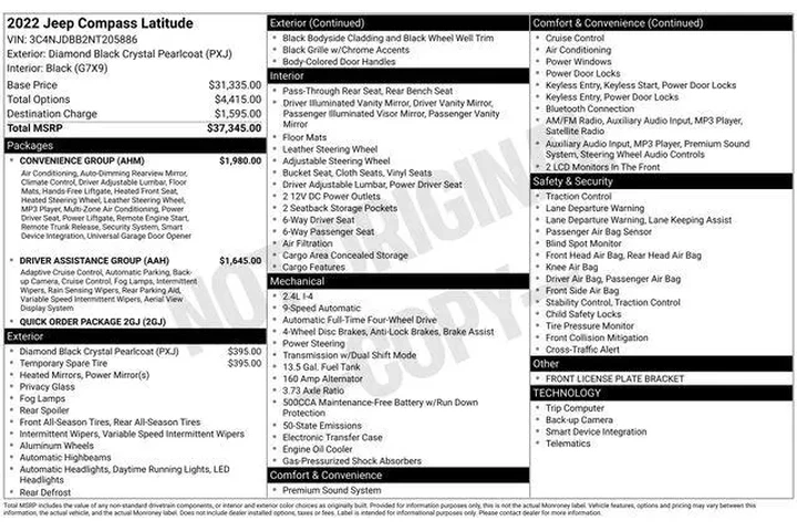 $20719 : Jeep Compass 2022 4x4 Latitu image 7