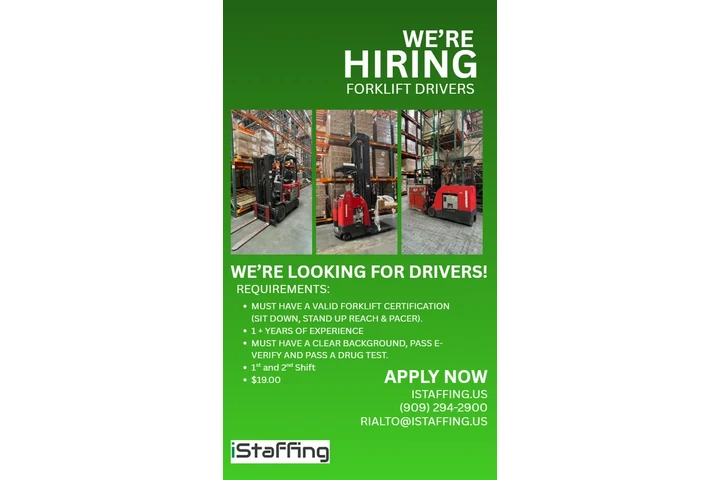 Now Hiring - Forklift Drivers image 1