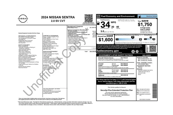 $16484 : Nissan Sentra 2024 SV 4dr Se image 4