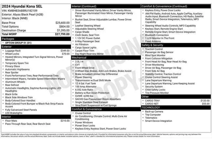 $21488 : Hyundai KONA 2024 SEL 4dr Cr image 7