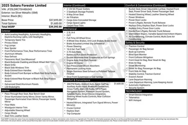 $34490 : Subaru Forester 2025 AWD Lim image 4