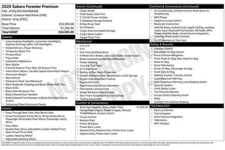 $29995 : Subaru Forester 2025 AWD Pre image 4