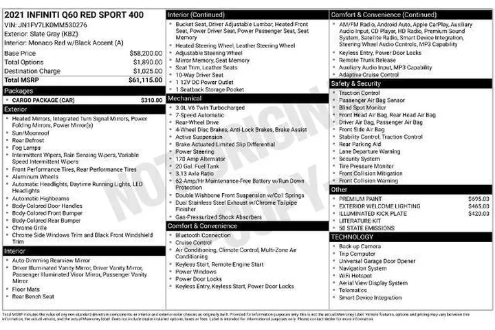 $35000 : INFINITI Q60 2021 Red Sport image 2