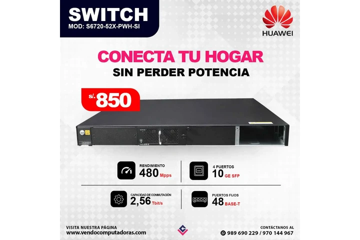 $850 : Switch Huawei S6720-52X-PWH-SI image 1
