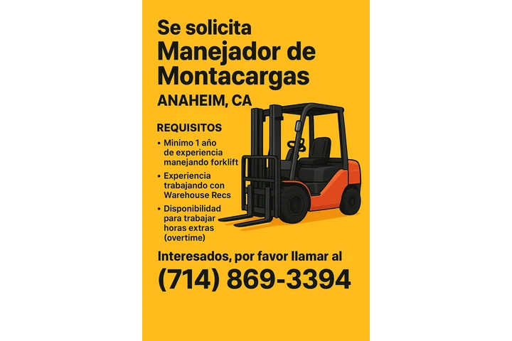 Trabajo Anaheim Ca Turno 2 image 1