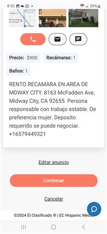 $900 : RENTO CUARTO  DISPONIBLE image 1