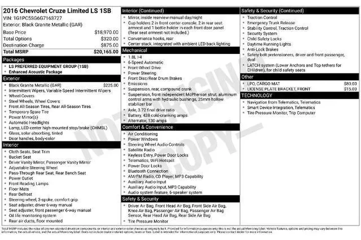 $9029 : Chevrolet Cruze Limited 2016 image 2