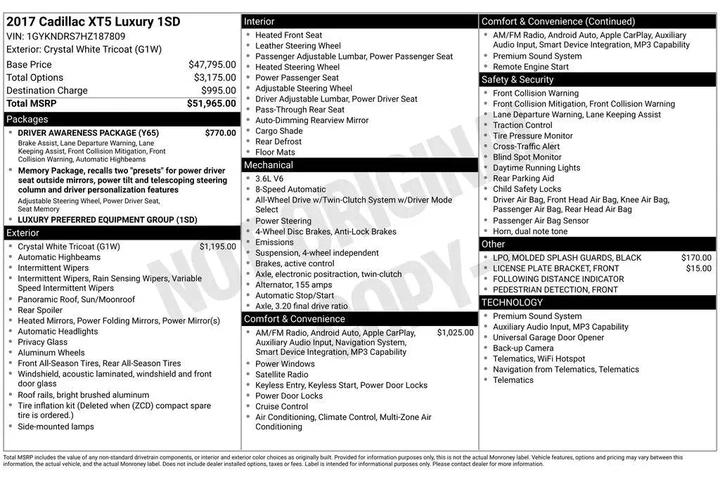 $18482 : Cadillac XT5 2017 4x4 Luxury image 4