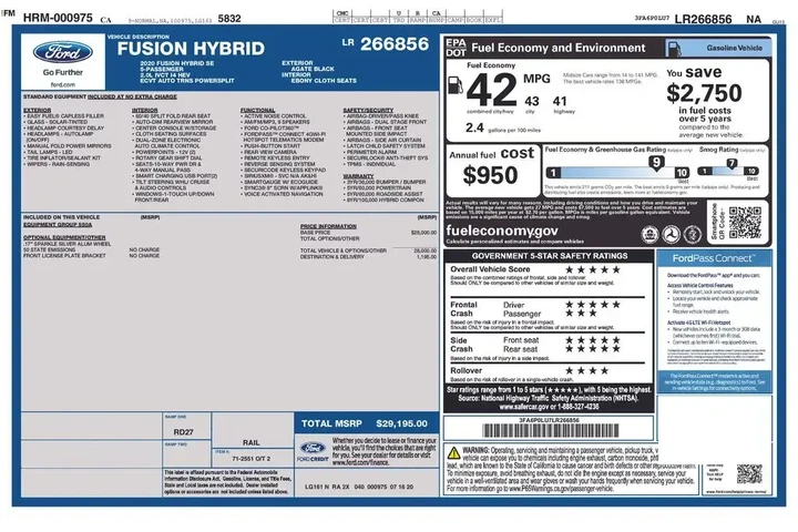 $13077 : Ford Fusion Hybrid 2020 SE 4 image 3