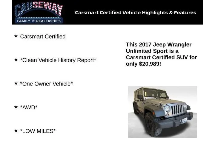 $20989 : Jeep Wrangler Unlimited 2017 image 2