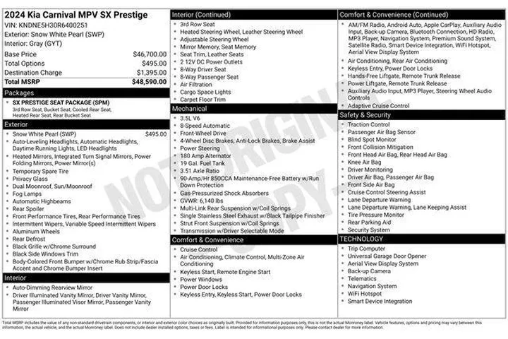 $38949 : Kia Carnival 2024 SX Prestig image 9