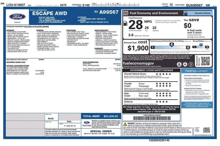 $24962 : Ford Escape 2025 AWD ST-Line image 4