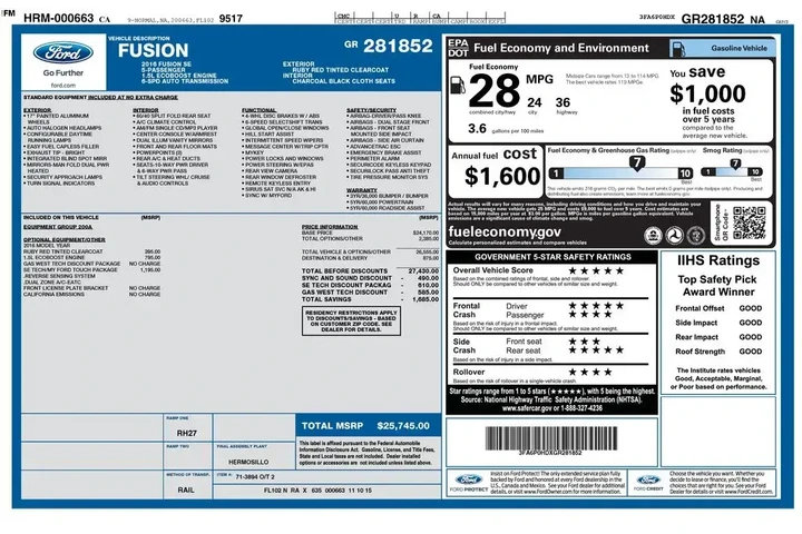 $12469 : Ford Fusion 2016 SE 4dr Seda image 2