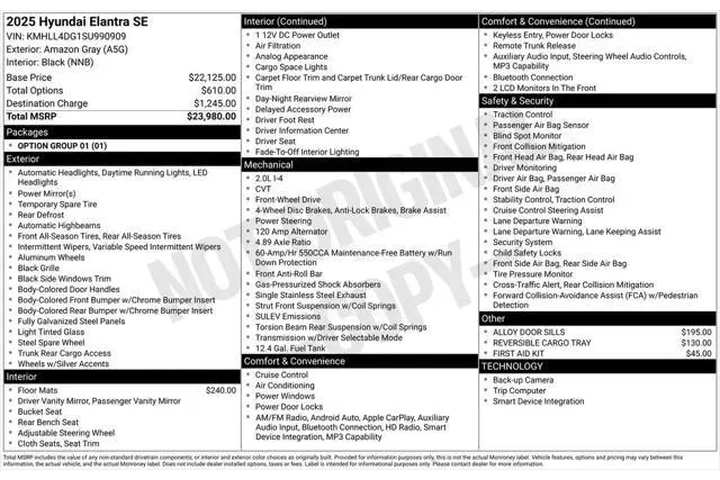 $21499 : Hyundai ELANTRA 2025 SE 4dr image 5