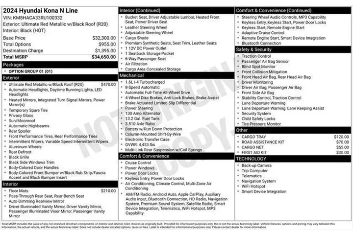 $23995 : Hyundai KONA 2024 AWD N Line image 3
