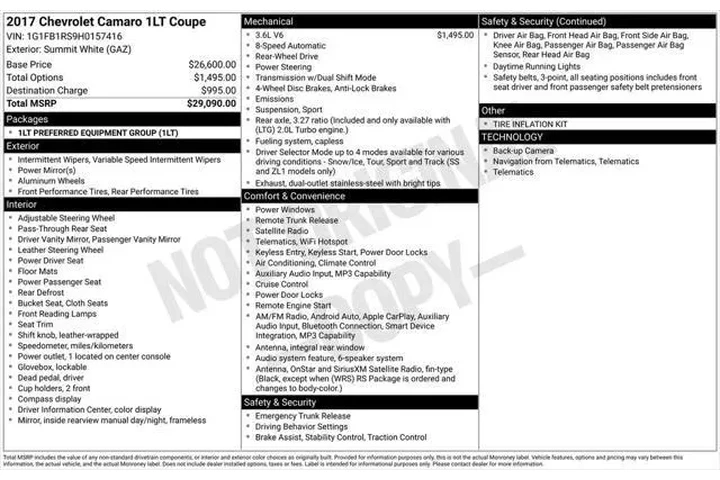 $18850 : Chevrolet Camaro 2017 LT 2dr image 3