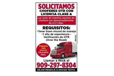 SOLICITO CHOFERES OTR 🚚 en Riverside
