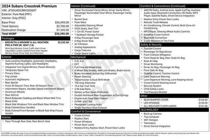$24995 : Subaru Crosstrek 2024 AWD Pr image 9