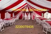 Carpas con draping mesas silla en Los Angeles