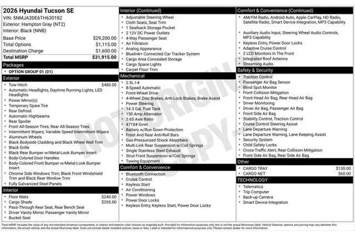 $24680 : Hyundai TUCSON 2026 SE 4dr S image 7