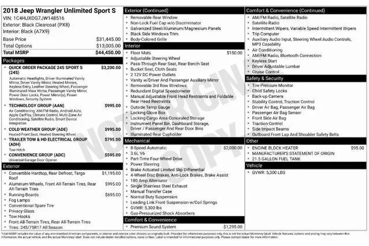 $20494 : Jeep Wrangler Unlimited 2018 image 1