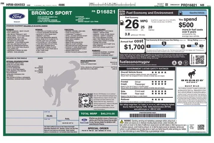$27970 : Ford Bronco Sport 2023 AWD O image 2
