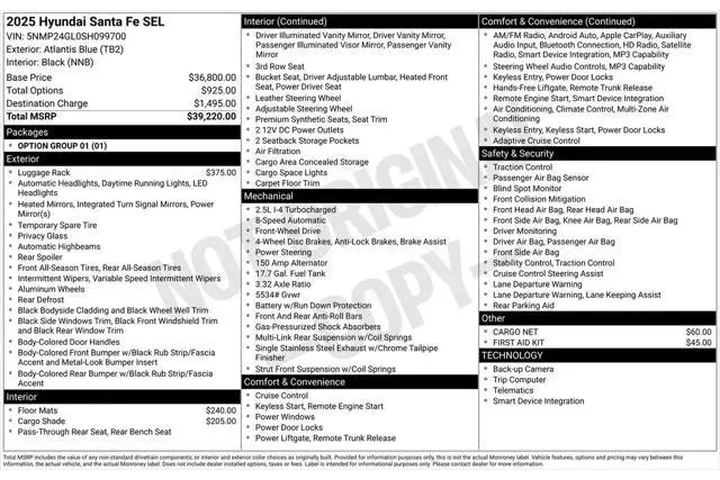 $29988 : Hyundai SANTA FE 2025 SEL 4d image 2