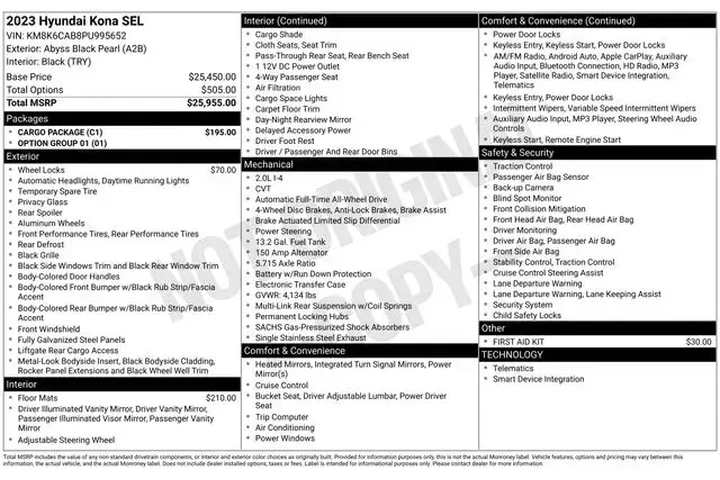 $18990 : Hyundai KONA 2023 AWD SEL 4d image 4