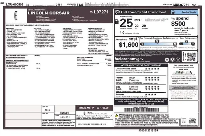 $16970 : Lincoln Corsair 2021 Standar image 2
