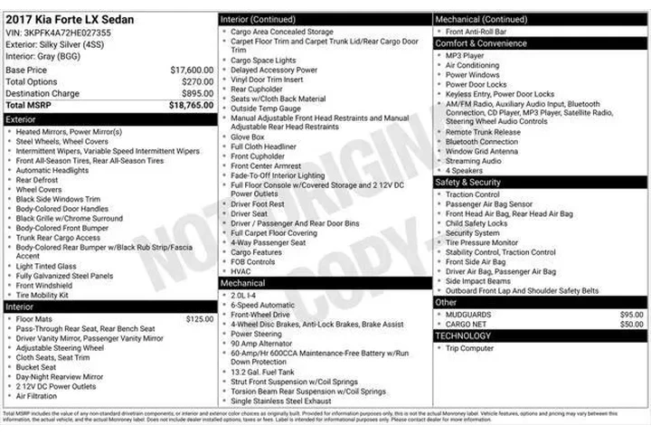 $9287 : Kia Forte 2017 LX 4dr Sedan image 4