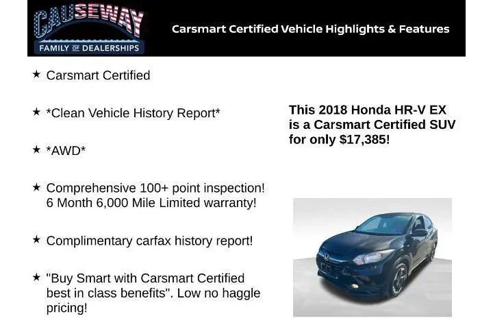 $17385 : Honda HR-V 2018 AWD EX 4dr C image 2