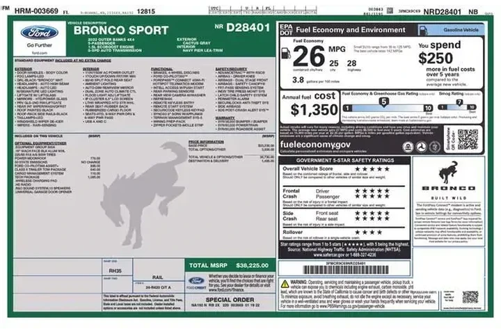 $25550 : Ford Bronco Sport 2022 AWD O image 2