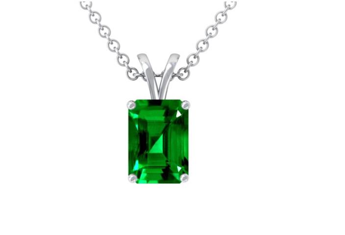 $8385 : Shop Emerald Solitaire Pendant image 3